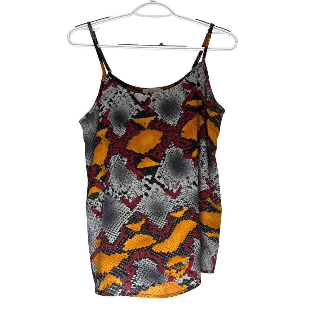 Allison Joy Sheer Gray / Black / Orange / Maroon Spaghetti Strap Tank Top SZ S